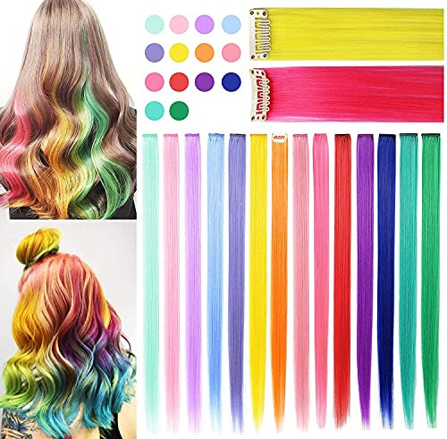 Moscsmdy 14pcs 21''rainbow Wig Pieces Multi-colors P6kzo