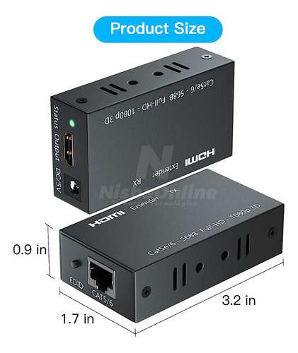Extensor Video Hdmi Hasta 60 Mts Por Cable Utp Rj45 Cat6