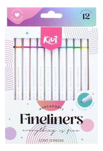 Marcadores Fineliners Kiut Colores Lindos X12 Unidades