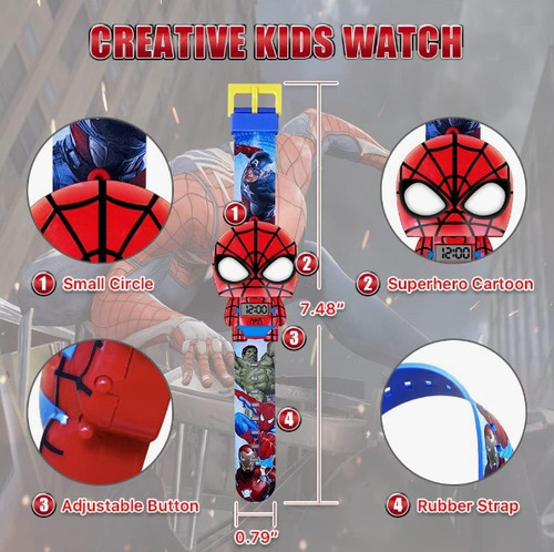 Reloj Digital De Superhéroe Spiderman Para Niñx
