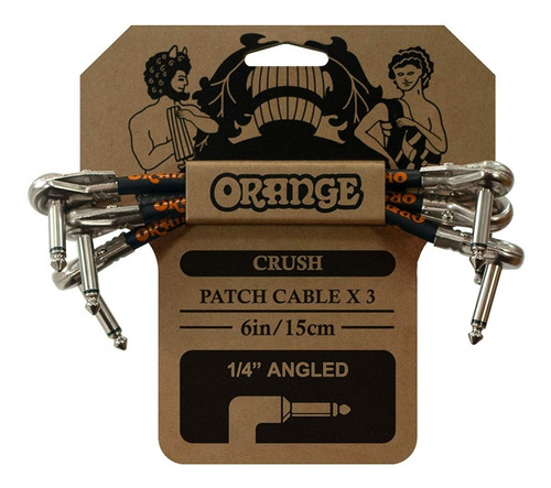 Pack De 3 Cables Patch Orange De 15cm Angulados Para Pedales