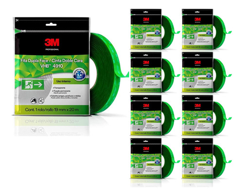Kit 100 Fita Dupla Face 3m Vhb 4910 19mm X 20 Metros