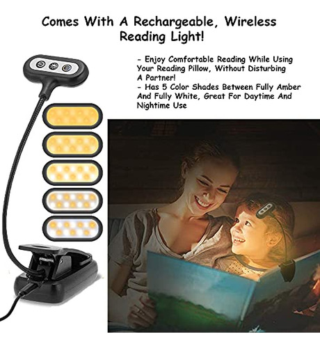Reading Pillow With Reading Light And Wrist Support, Ha...