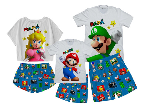 Pijama Familia Super Mario Bros  Princesa Combo X3