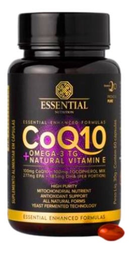 Coq10 Essential Nutrition Omega 3 Tg Vitamina E 60 Caps 