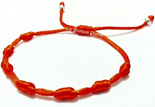 Pulsera De Hilo Rojo Siete 7 Nudos Con Acero Quirúrgico 