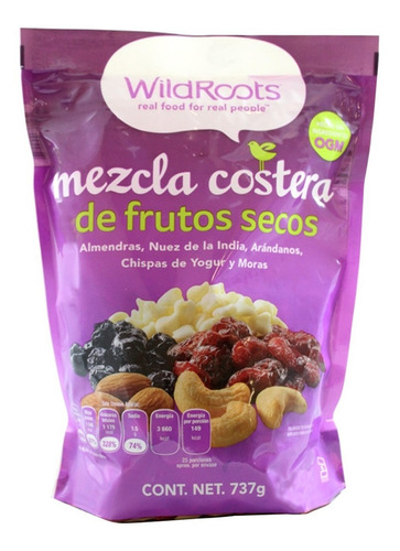 Mezcla Costera De Frutos Secos Wild Roots De 737 Gr