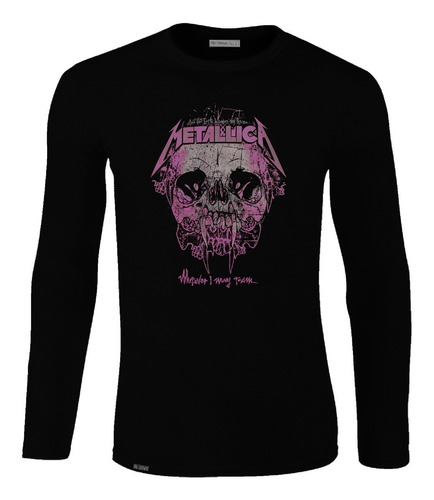 Camiseta Manga Larga Metallica Calavera Banda Rock Metal Lbo