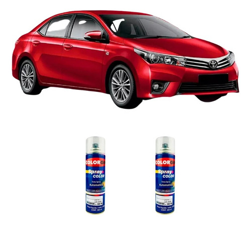 Tinta Spray Automotiva Vermelho Granada 3r3 Toyota + Verniz 