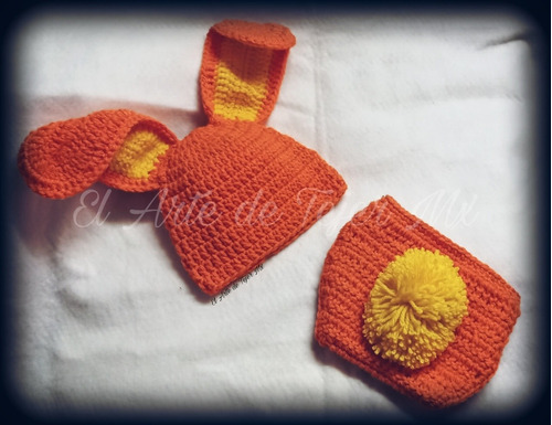 Conjunto Tejido A Crochet De Conejo Para Bebé 0-3 Meses 