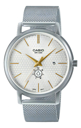 Reloj Casio Mtp-b125m-7a Metal Sumergible Calendario Unixes Color De La Malla Plateado Color Del Bisel Plateado Color Del Fondo Blanco