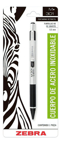 Portaminas Retráctil 0.7mm De Acero Inoxidable M-301 Zebra Color Negro