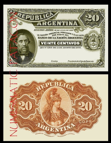 Billete 20 Centavos Caja Conversión 1895 - Copia 229p