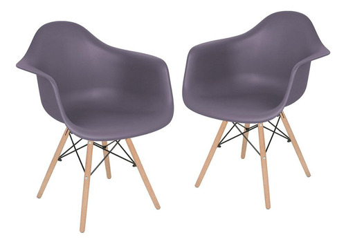 2 Cadeiras Charles Eames Daw  Com Braços  Cores Estrutura Da Cadeira Cinza Nevoa