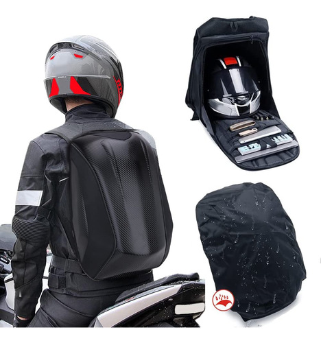 Mochila De Motocicleta Impermeable Con Carcasa Dura, Mochila