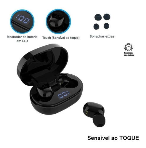 Auriculares para iPhone Android Windows Bluetooth V5.0 Color Negro