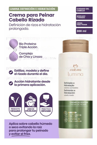 Crema Para Peinar Definicion E Hidratacion Lumina Rizos