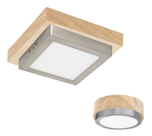 Plafon Led 6w Madera Nordico Platil Techo Pared Puraluz