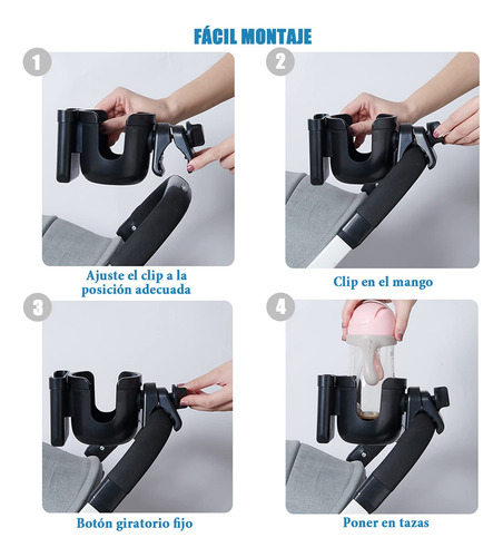 Portavasos Para Carriola De Bebé Con Soporte Para Teléfono
