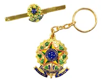Comprar Chaveiro + Prendedor Gravatas Brasão Da República Folheado