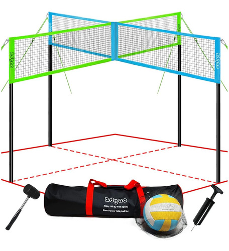 Zdgao Red De Voleibol De Cuatro Vías 14 Pies X 14 Pies Ajust