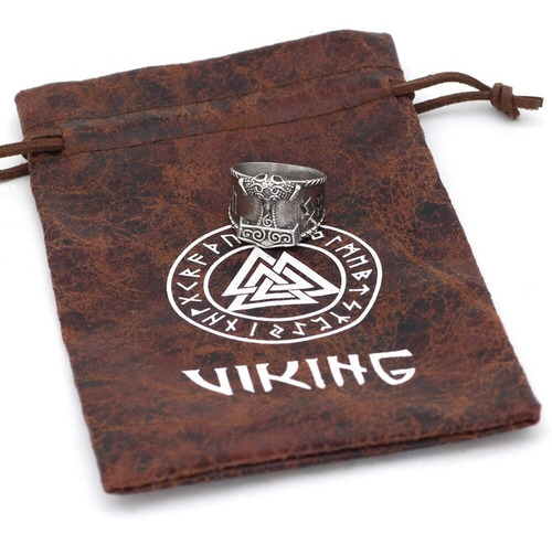 Imagen 3 de 6 de Anillo Valknut Vikingo Thor Nórdico Acero Inoxidable Hombre