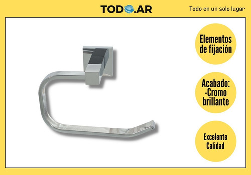 Imagen 2 de 2 de Portarrollos Metálico Cromado Super Moderno Papel Higienico