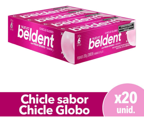 Chicle Beldent Globo Tutti Frutti Fresh Sparks X20u 10g