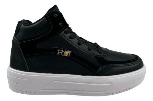 Tenis Bota Mujer Hpc Polo 442 Sneaker Urbano Casual Negro