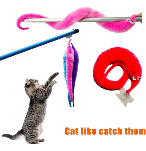 Gusanos Peludos En Hilo, 8 Colores, Para Niños Y Gatos