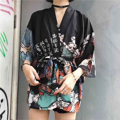 Dedos de los pies Catedral ropa Kimono Cardigan Yukata Vestido Japones Dama Verano Camisa