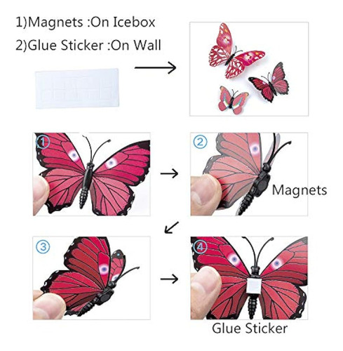72 X Pcs 3d Colorful Butterfly Pegatinas De Pared Diy Art De