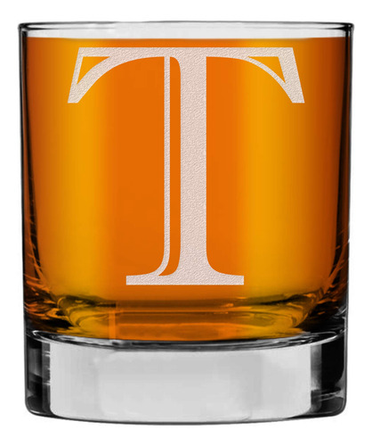 Monograma Grabado De 11 Oz Whisky Rocks Glass (letra T), Reg
