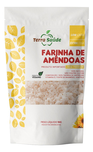 Kit Farinha Amêndoas Terra Saúde Extra Fina Confeitaria 10kg