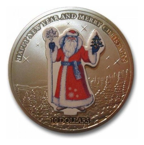 5938 ¤rara¤ Nauru $10 2008 Prata Ø38mm Moeda 3d Natal