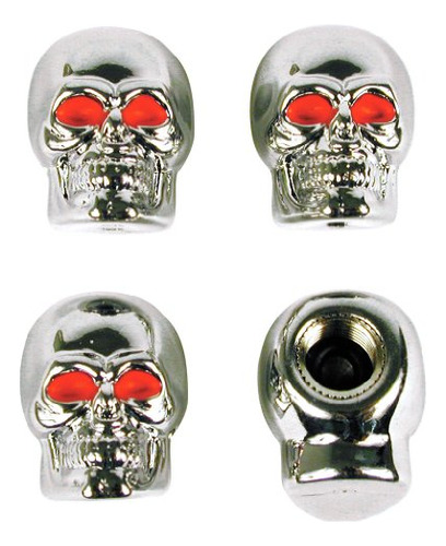 Accesorios Personalizados 16220 Chrome Skull Style Valve Cap