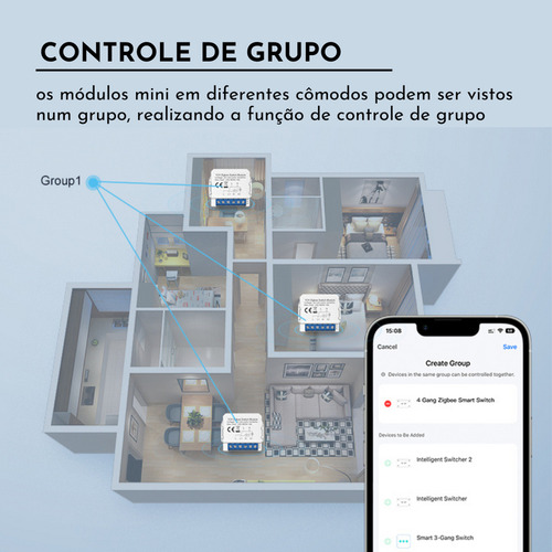 Interruptor Wifi Mini 4 Canais Novadigital Tuya Inteligente