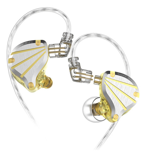 Auriculares Metálicos Qkz Titan Con Micrófono, Color Dorado