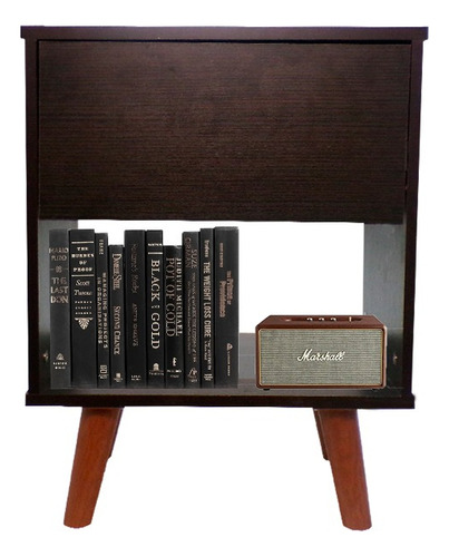 Buro Para Recamara Decomobil Mesa De Noche Minimalista Acabado Mate Texturizado Color Wengue