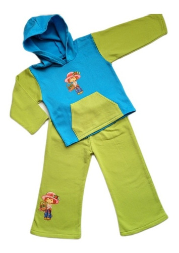 Sudadera Infantil Niña Fresita En Algodón Perchado 2 Piezas