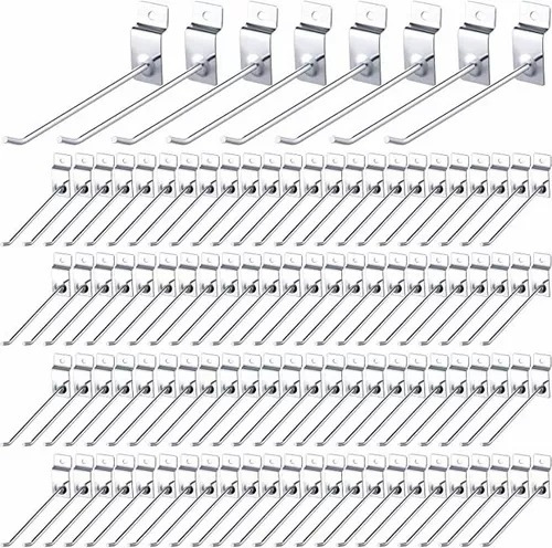 Pack 100 Ganchos Gancheras Panel Ranurado 15 Cm Exhibidor