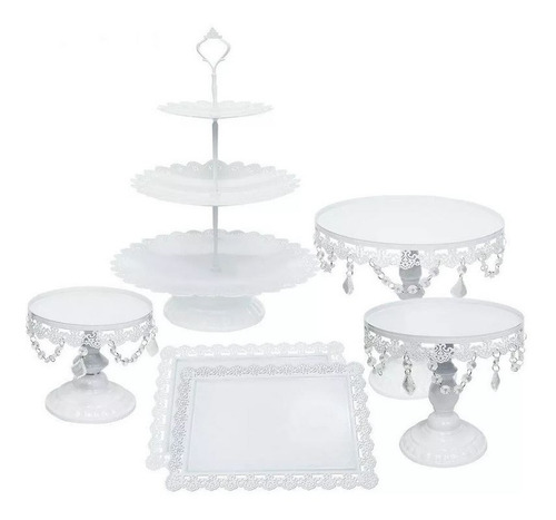 Set De Bases Decorativo Para Mesa De Postres Cupcakes Pastel 6 Piezas Blanco