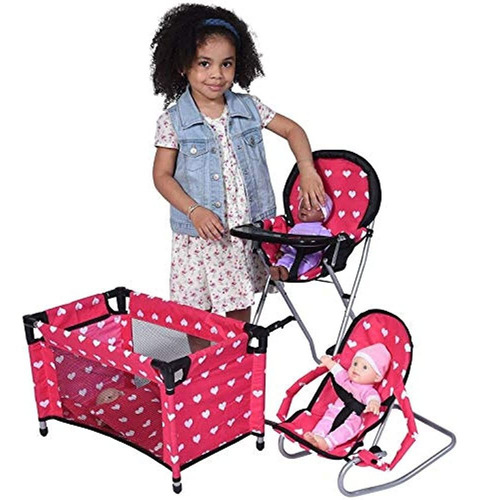 New York Doll Collection Dolls Mega Play Set Con Silla Alta 