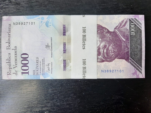 Fajo 100 Billetes 1000 Bolivares Fuertes Venezuela 