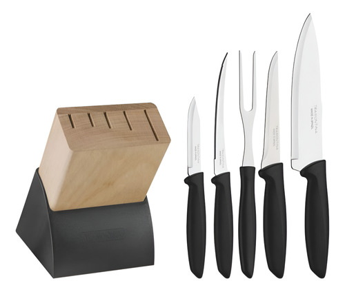 Jogo Facas Inox 6 Peças Plenus C/ Suporte De Mesa Tramontina