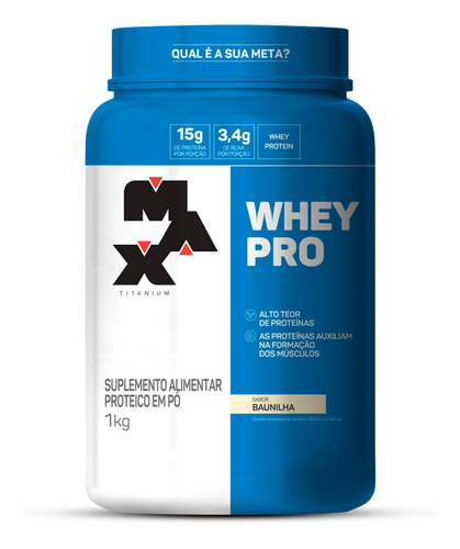 Whey Pro Concentrado Pote 1kg - Max Titanium Sabor Morango