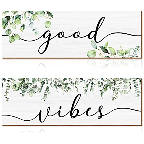 2 Piezas De Decoración De Pared Good Vibes, Letreros D...