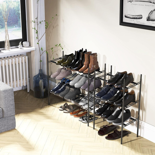 Zapatera Extensible De 3 Niveles, Negro