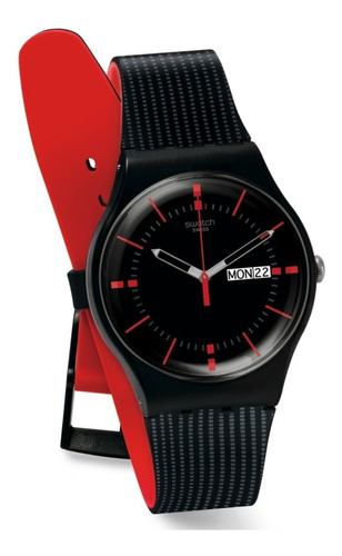 Reloj Swatch Suob714 Lujoso Para Caballero Negro/ Rojo 