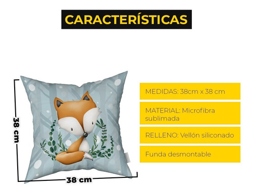 Imagen 5 de 5 de Combo Almohadones Almohadón Zorrito Nórdico Vellonsiliconado